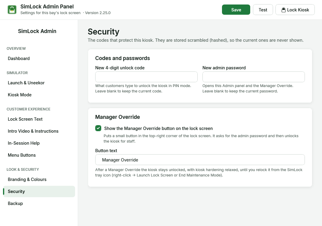 Security page