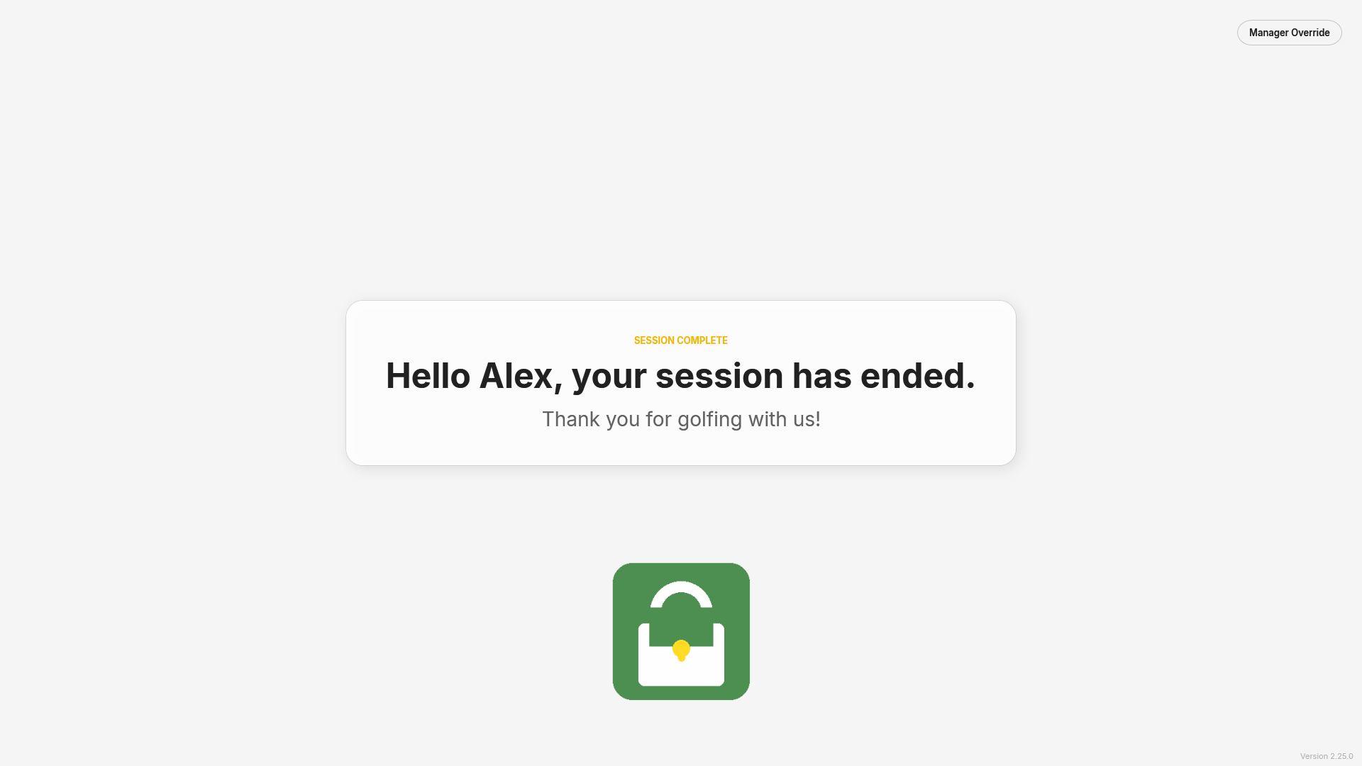 Session ended screen thanking the golfer